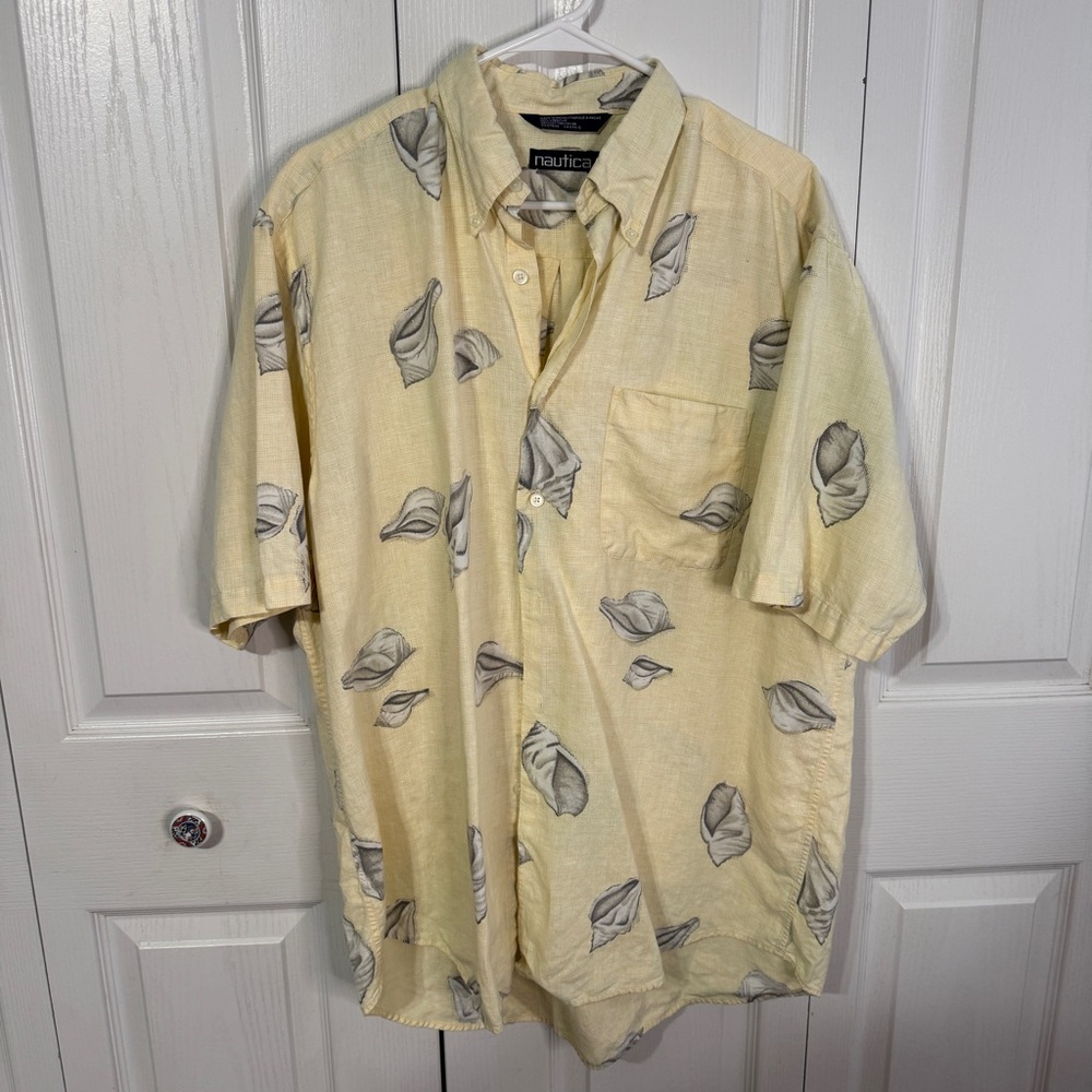 Nautica linen blend short sleeve button‎ size large